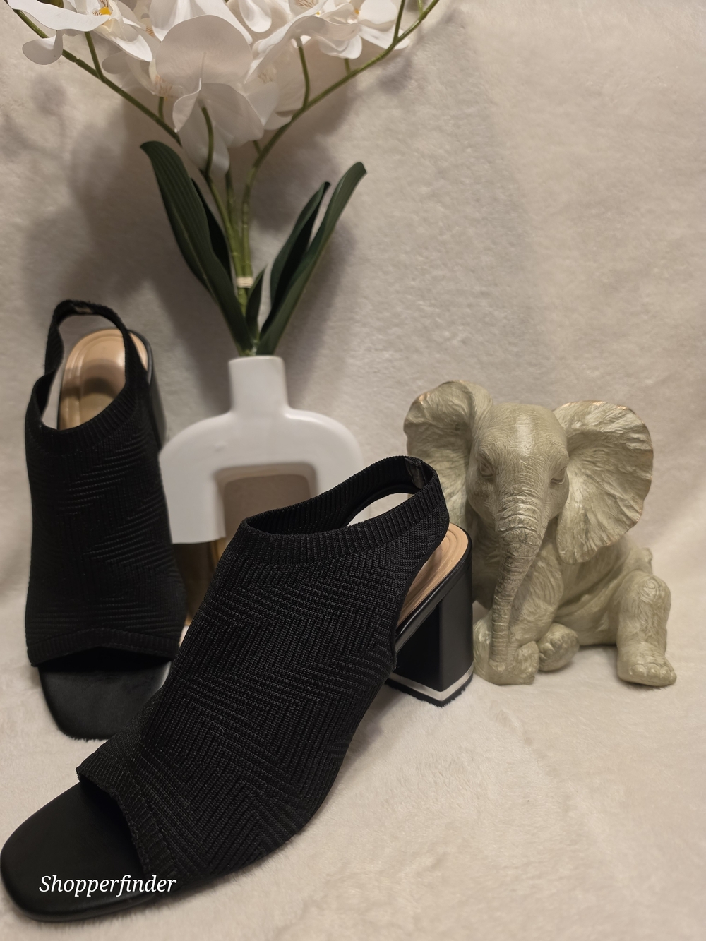 New Adrienne Vittadini Women's Black Knit Textured Open Toe Slip-On Mule 9 M